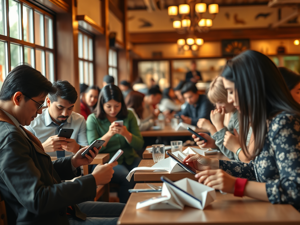 generate a highly detailed high resolution image depicting a bustling restaurant