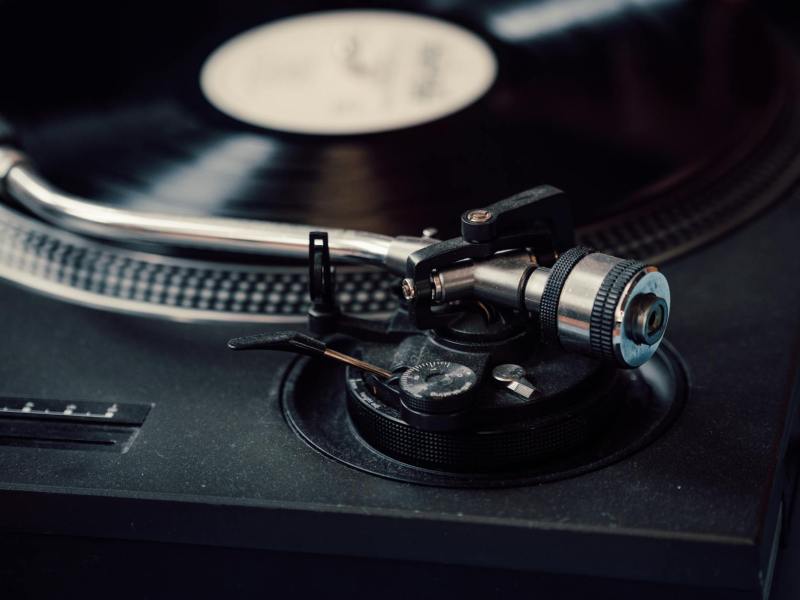 black vinyl record player