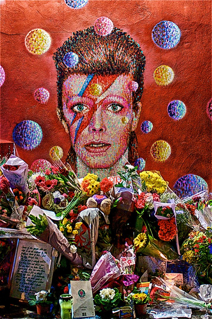 David Bowie mural in Brixton honoring his legacy.
