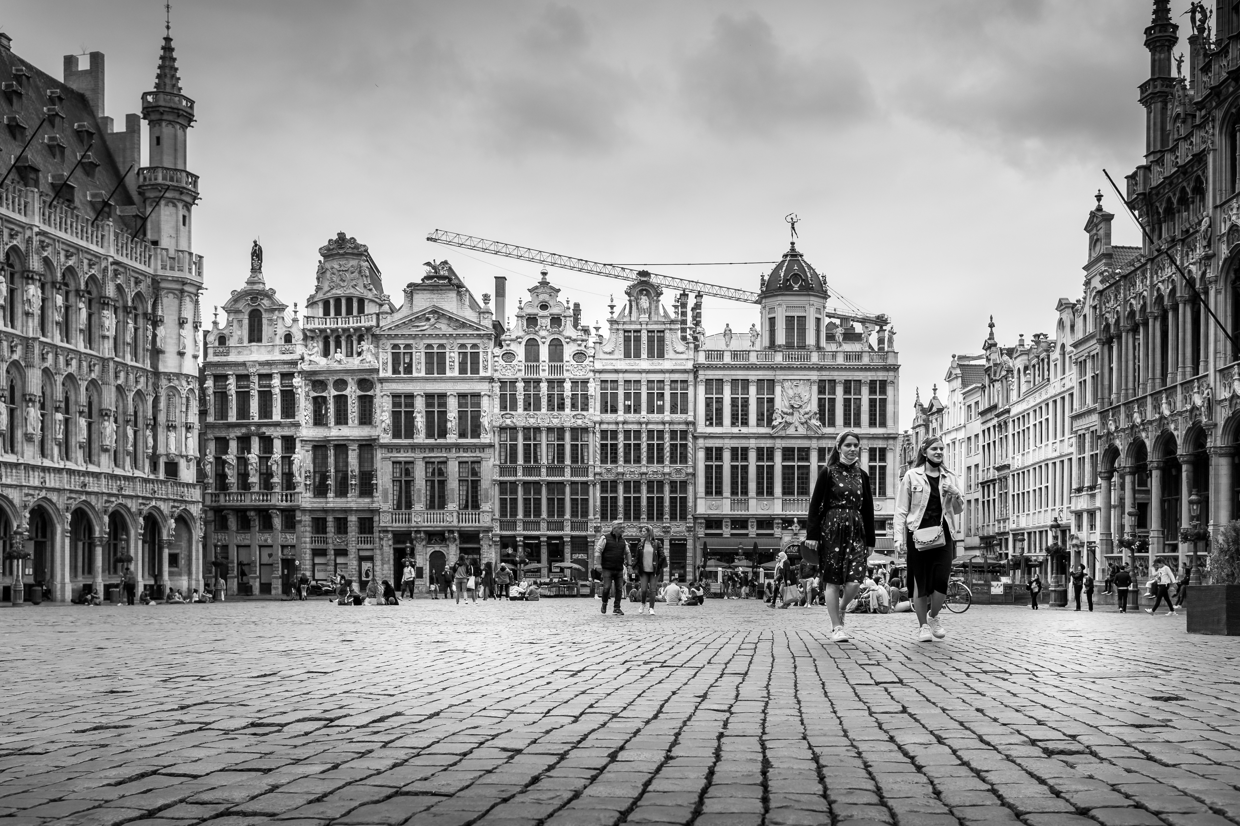 Black and white Brussels photo capturing mood and introspective social media aesthetic