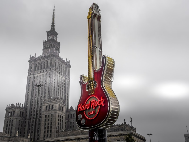 Hard Rock Cafe and Warsaw famous landscape