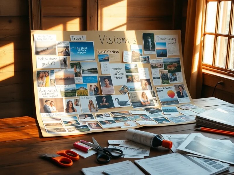 Vision Board with Inspirational Quotes and Goals for 2025 Alt Title: Empower Your Future: Create a Vision Board for 2025