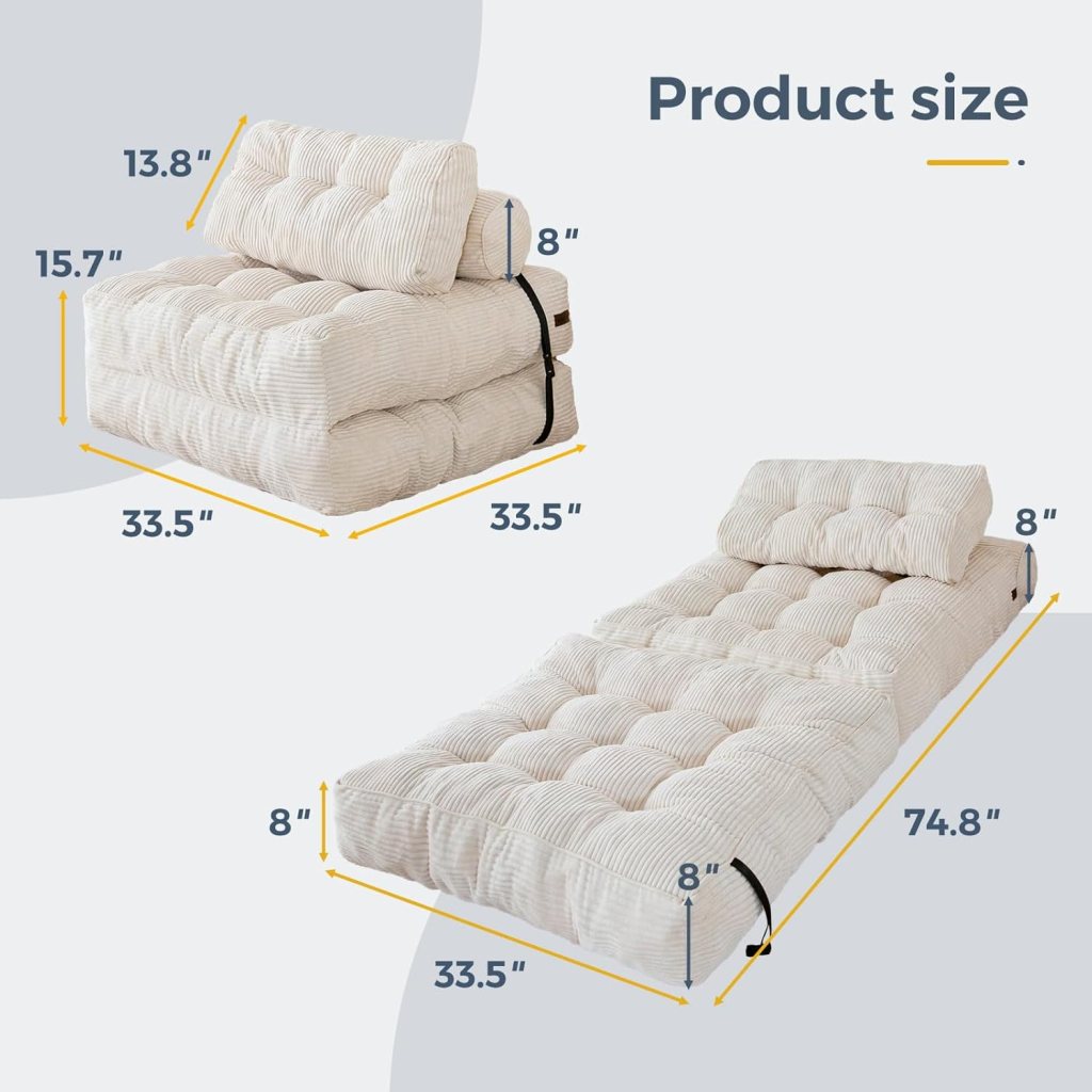 Comfortable Floor Bed, Durable Futon, Easy Storage Mattress, Soft Microfiber, High-Density Foam, Stylish Design