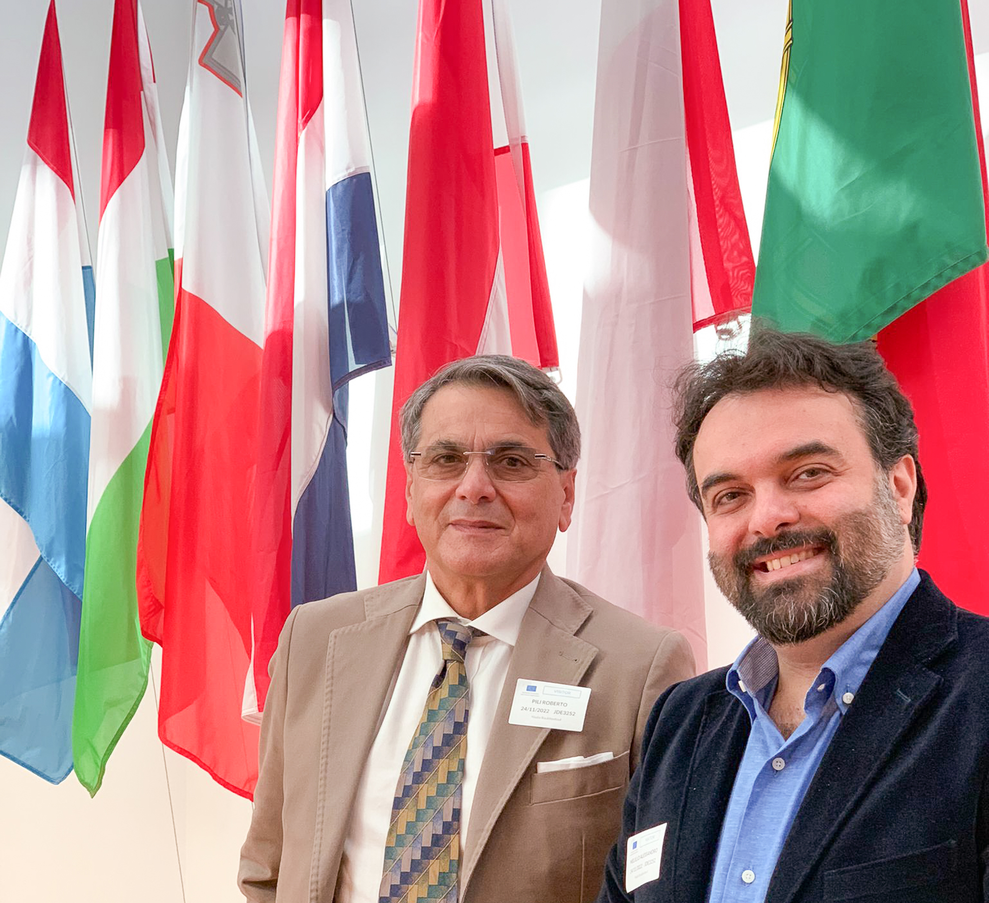 Foto Dott. Roberto Pili e Dott. Alessandro Melillo a Bruxelles durante il progetto europeo SocialShift