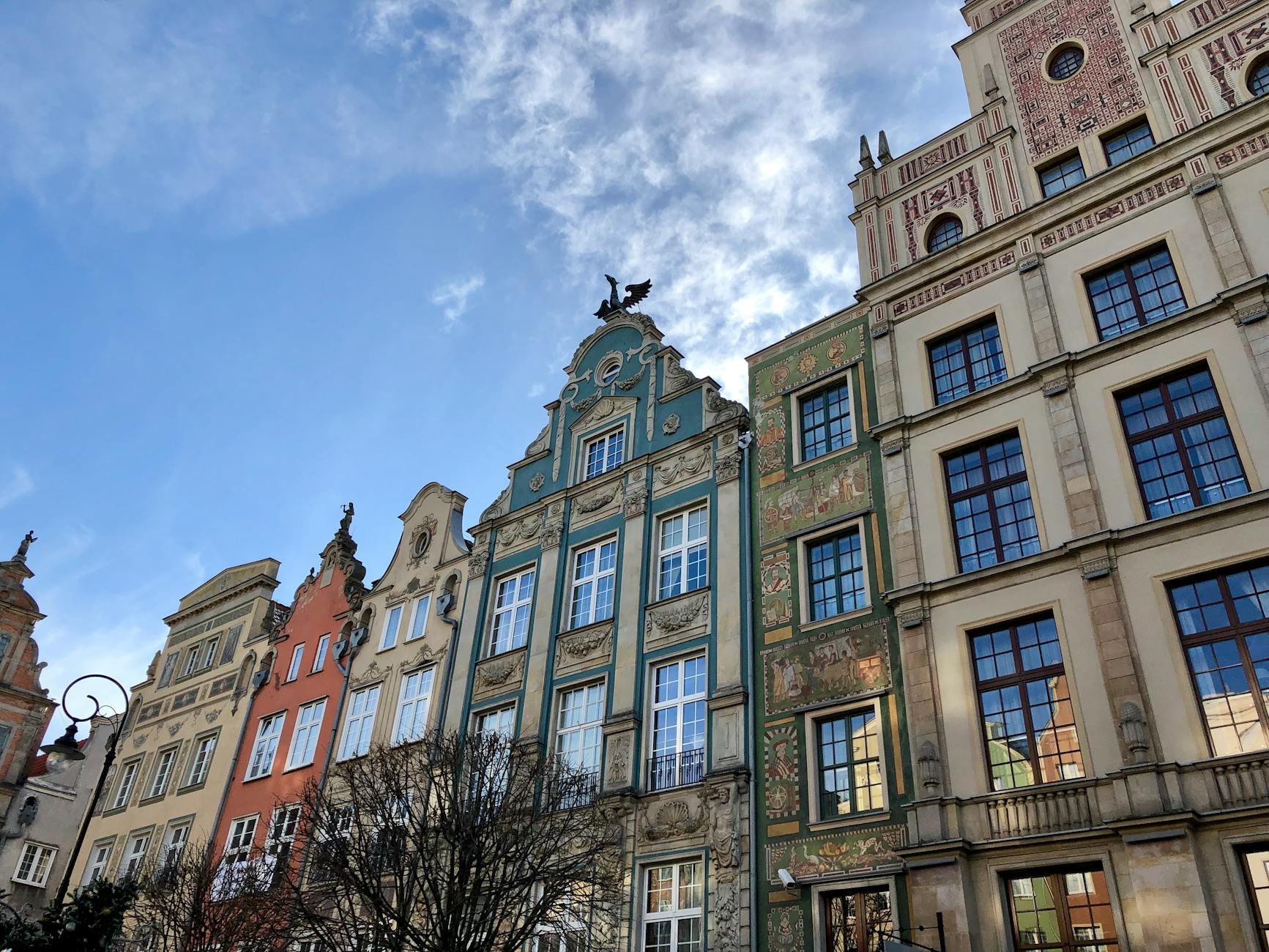 decorated facades of tenements Gdańsk