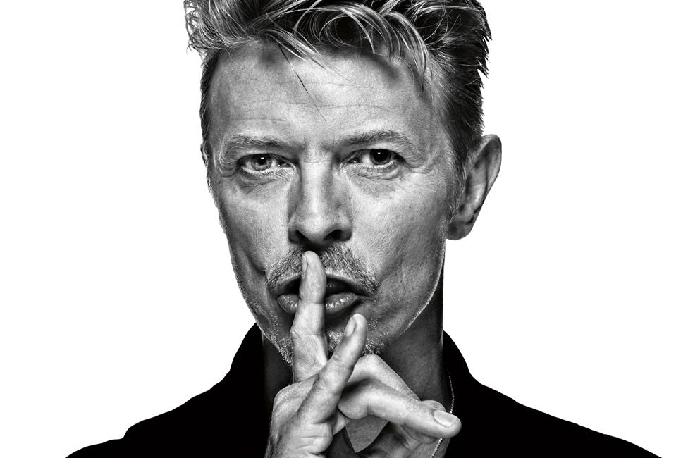 Black and white portrait of David Bowie