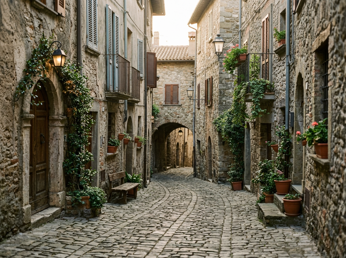 Vicolo acciottolato di un borgo: la creatività in fotografia nasce dai limiti
